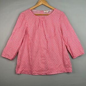 Boden Women's Pink Floral Print 3/4 Sleeve Button Back Blouse Top